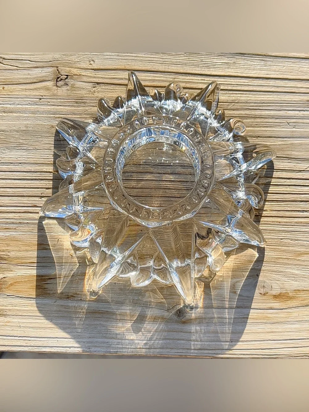 Vintage Clear Starburst Crystal Candle Holder